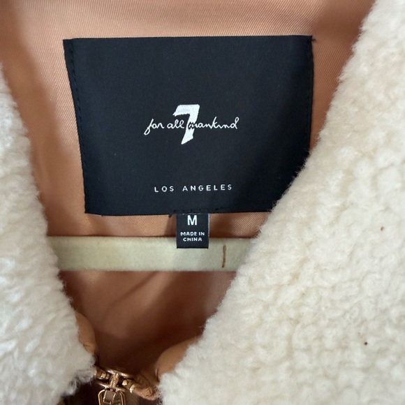 7 For All Mankind Tan and Cream Puffer Jacket - Picture 2 of 4